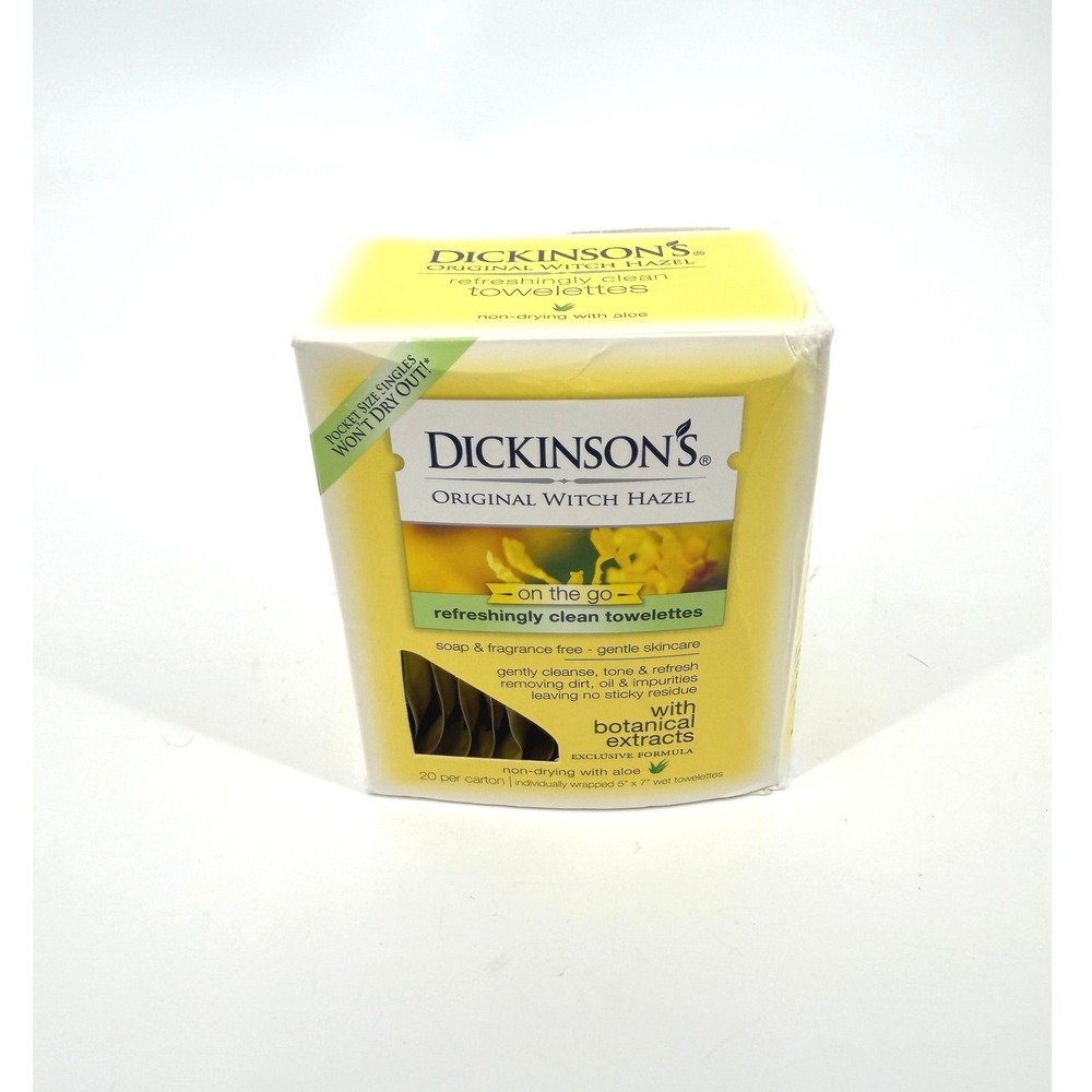 NEW Dickinson's Original Witch Hazel Refreshingly Clean Towelettes 20 Count Box